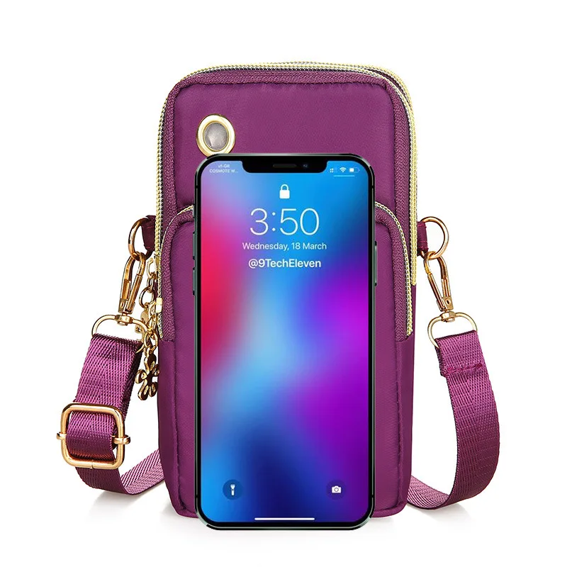 Nový balón mobilní telefon crossbody pytle pro ženy móda ženy bedra brašna buňka telefon pouch s sluchátka kolíček 3 vrstva náprsní taška