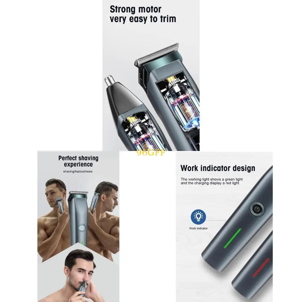 96GF Men's Retro Oil Hair Clippers Hair Salon 3 in 1 Electric Clippers Home USB Charging Hair Clippers T-type Scissors