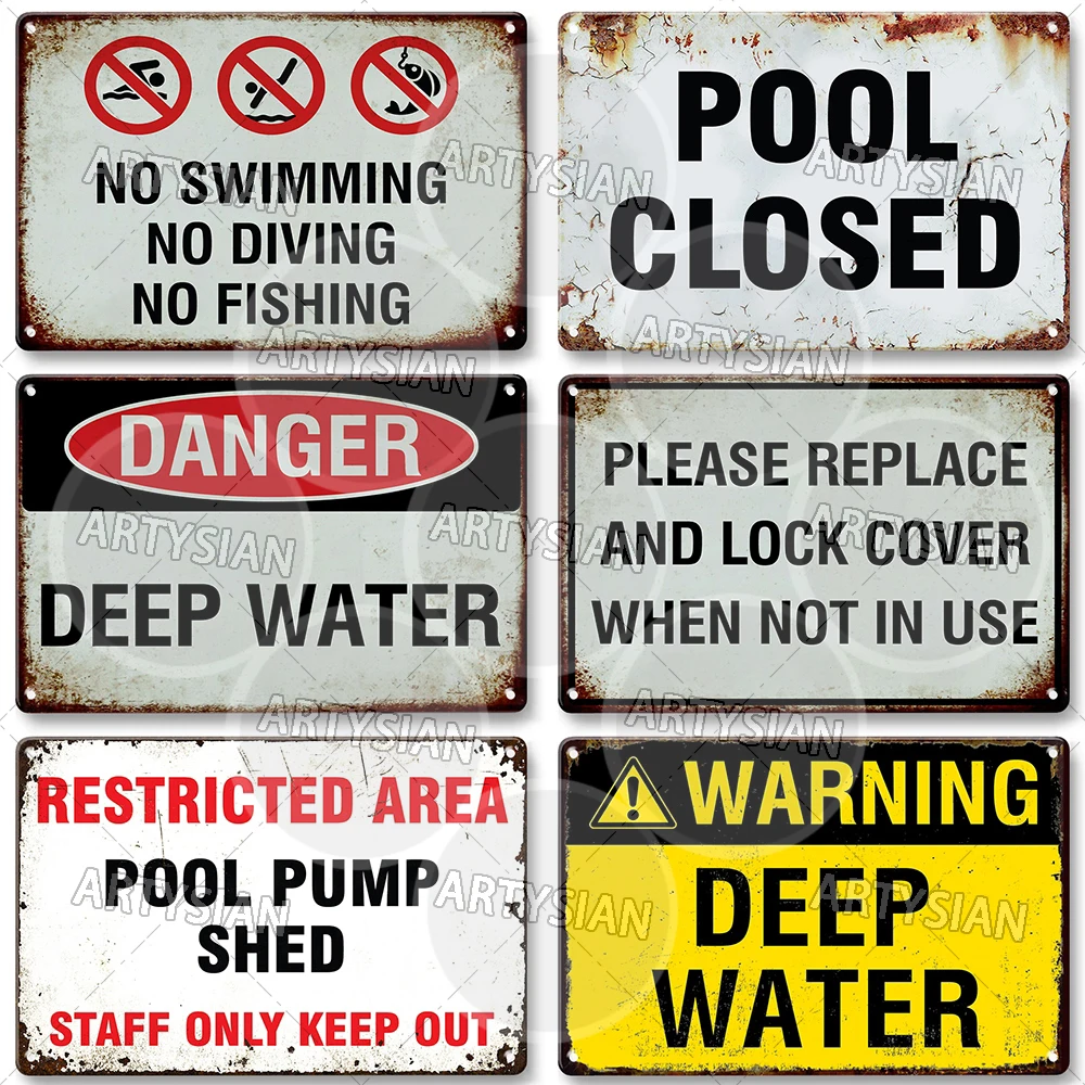 Swimming Pool Rule Metal Sign No Diving Water Warning Sign Pool Safety Plaque No Diving Guest Only Pool Restricted Area