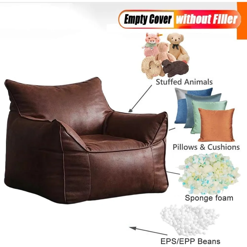 كرسي بين باج غطاء كيس فول (بدون حشو) غطاء أريكة كسول فردي فاخر من جلد الغزال الصناعي كرسي بوف لغرفة النوم Li #6