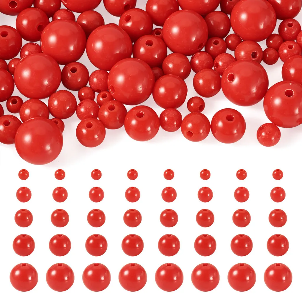 100Pcs 5 Sizes Round Opaque Acrylic Bubble Beads Loose Spacer Beads for Jewelry Making DIY Charms Bracelet Necklace Accessories