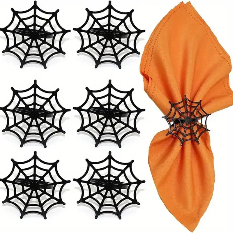 1-10PCS Black Spider Web Halloween Napkin Rings for Table De