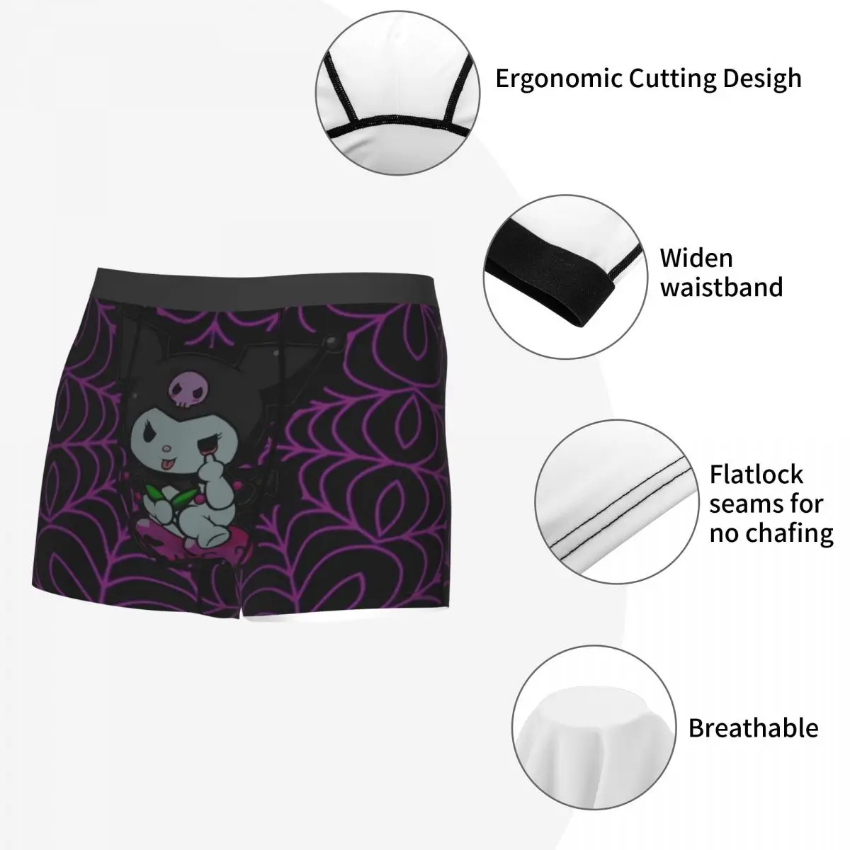 Custom Kuromi Cute Cartoon Boxers Shorts Men\'s Briefs Underwear Novelty Underpants