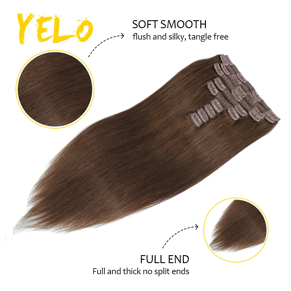 Grampo brasileiro reto em extensões para mulheres, cabelo natural real do cabelo, trama dobro, 160G