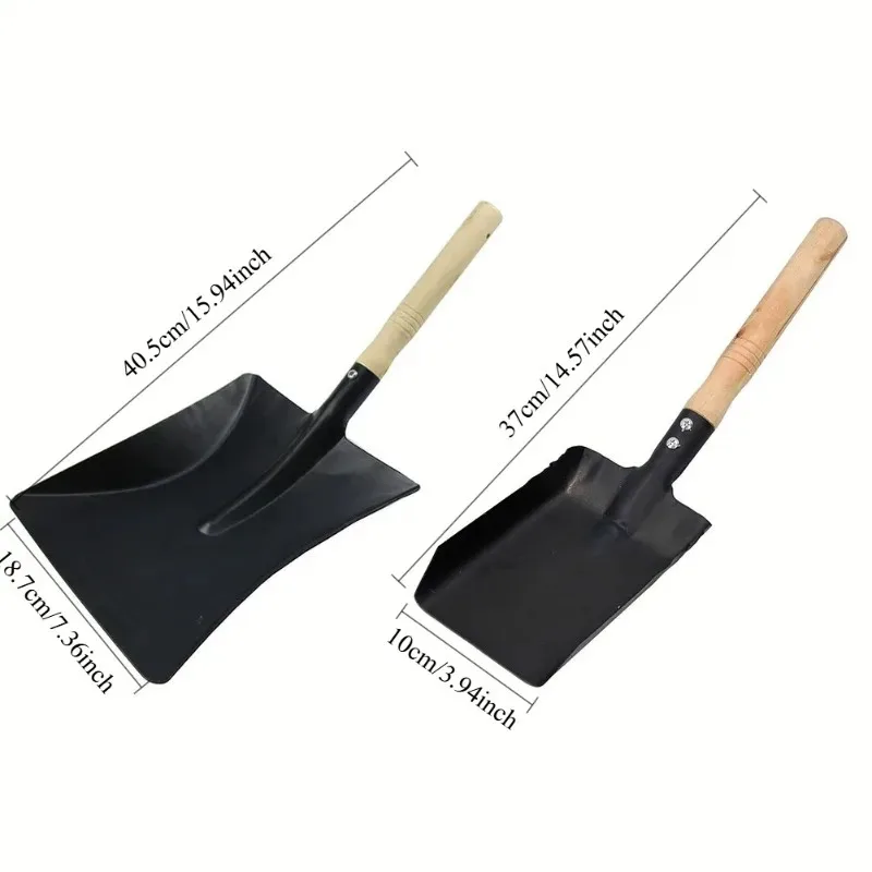 قطعة واحدة من مجرفة المدخنة الفولاذية - مجرفة رماد لتنظيف الموقد مع مجرفة، أداة أساسية للمدفأة وملحقات الموقد الخشبي