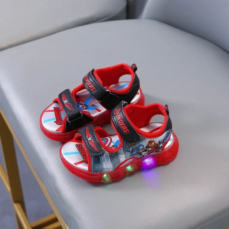 2024 Disney Marvel Boys Girls Spider-Man Princess Led Light Up Luminous Sports Sandals Summer Kids Casual Sandals Toddler Shoes