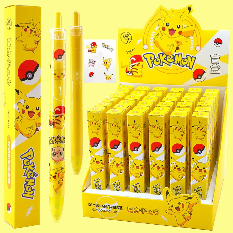 

Pokemon 0.5mm Pikachu Press Gel Pen DIY Sticker Student Signature Bullet Black Water-based Cute Anime Stationery