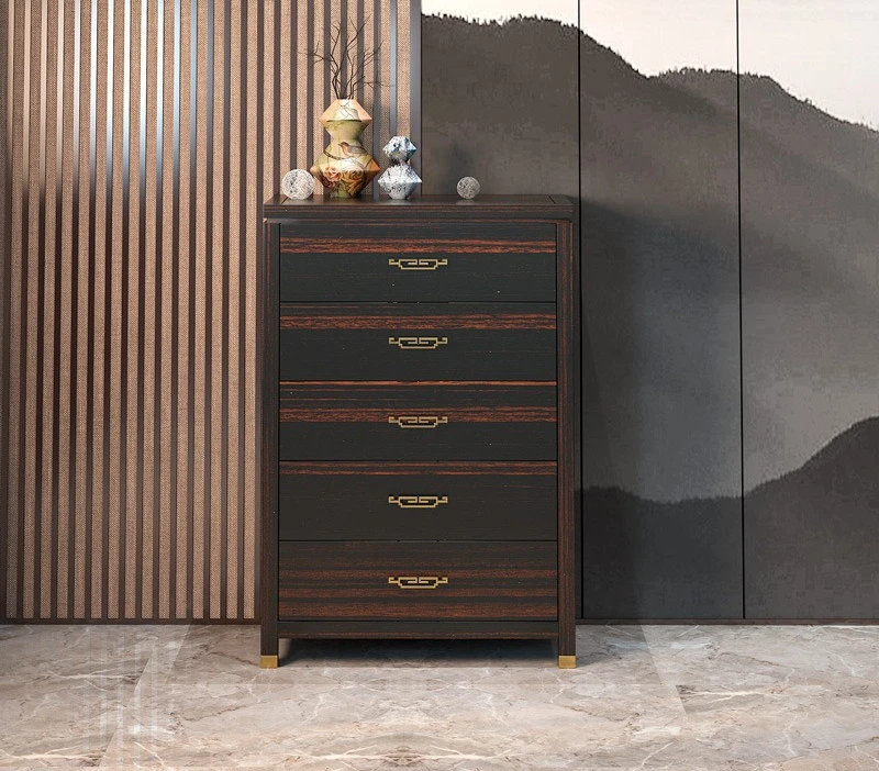 Golden silk sandalwood new Chinese all-solid wood chest of drawers classical storage cabinet with drawers