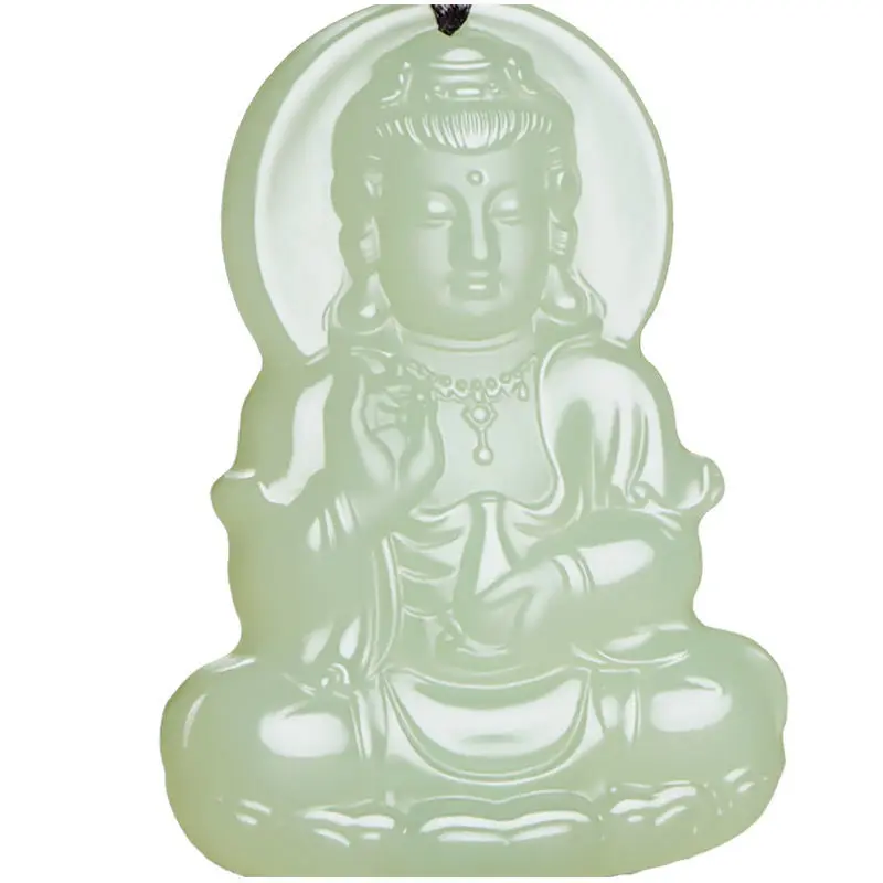 Afghanistan Jade Light Blue Sitting Lotus Guanyin Pendant for Men and Women's Exquisite Versatile Jade Pendant