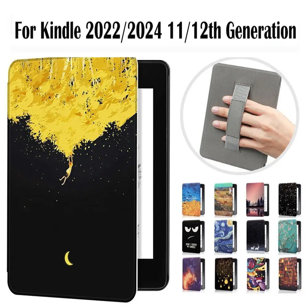 with Hand Support 6 inch e-Reader Case PU Leather 6 inch Ebook Cover Auto Sleep/Wake for Kindle 2024/2024 11/12th Generation