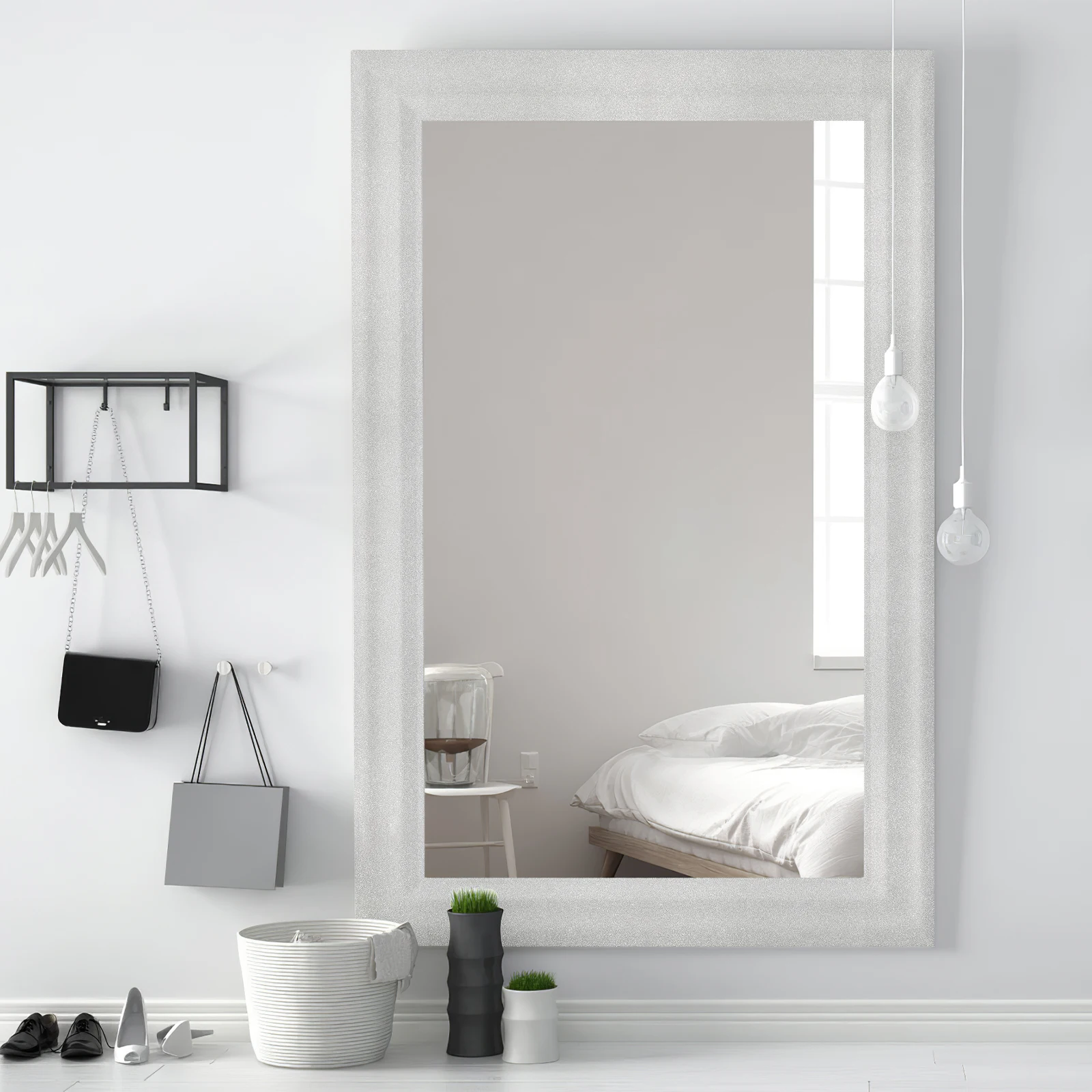 Bingkai Buletin Dekoratif Perak 13CMx5M untuk Wallpaper Glitter, Dekorasi Kamar Mandi dan Rumah, Perekat Tempel