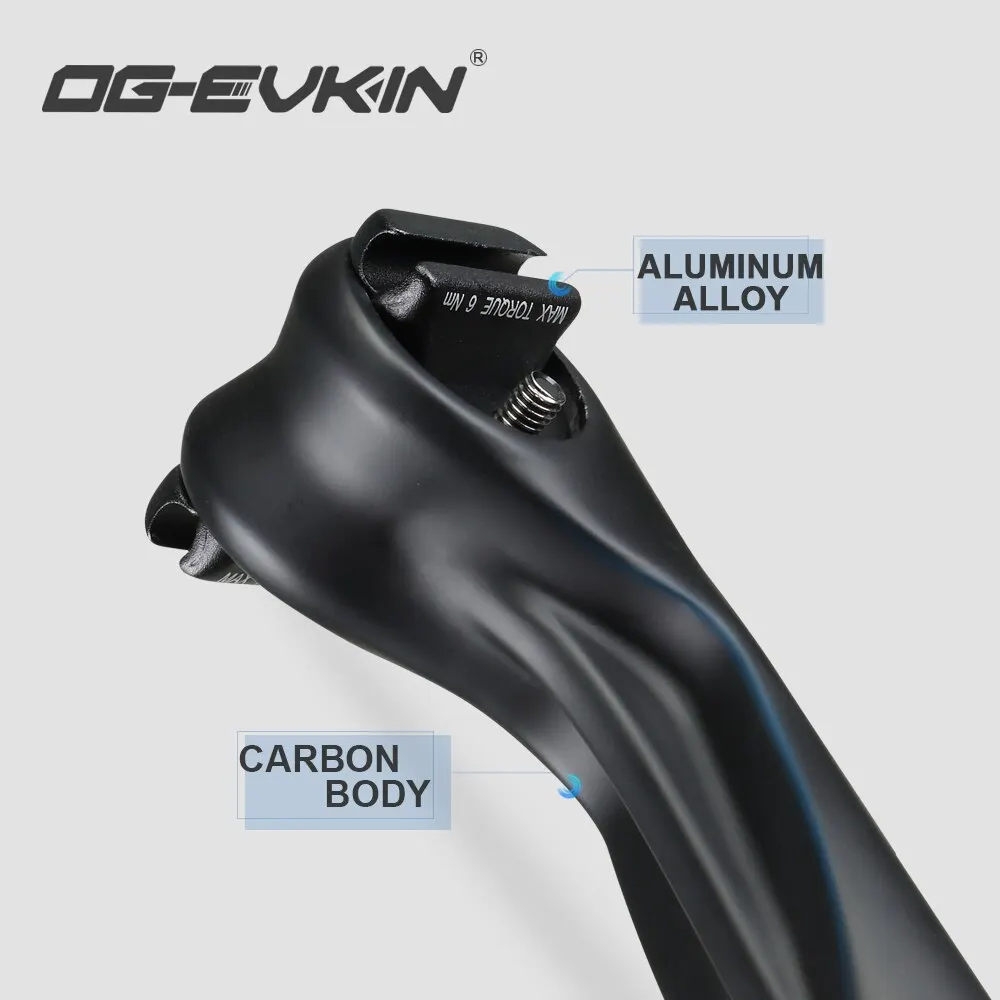 OG-EVKIN Carbon Bicycle Seatpost 27.2/31.6MM 15MM Offset for MTB Or Road 400mm Length Seat Tube Bicycle Part Mountain Bike Black