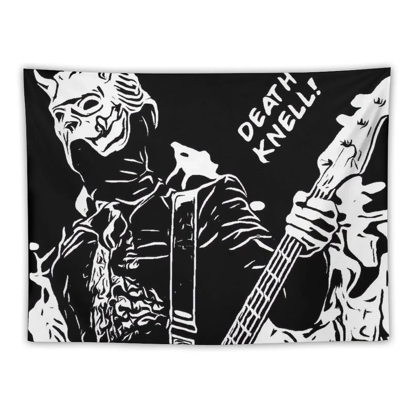 GHOST BAND NAMELESS GHOUL INSPIRED COMIC COVER DESIGN black ink Tapestry Cute Room Things Room Decorations Aesthetic Tapestry