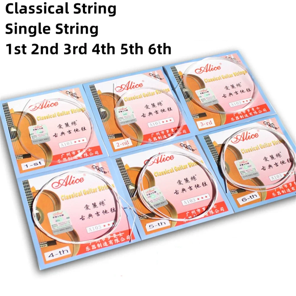 Classical Guitar Strings Alice A103 Clear Nylon Silver Plated Single String 1st 2nd 3rd 4th 5th 6th EBGDAE Single Guitarra Parts