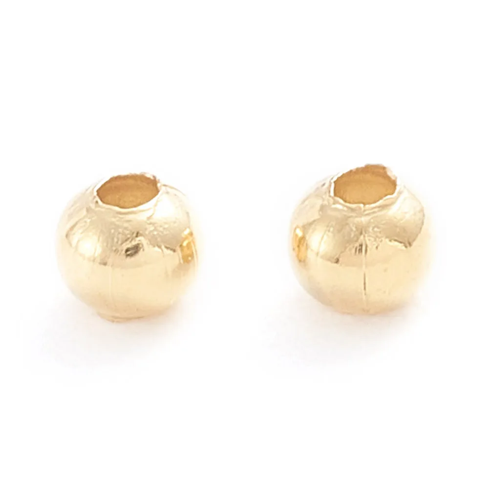 500 pcs Hollow Round Real 18K Gold Plated 304 Stainless Steel Beads