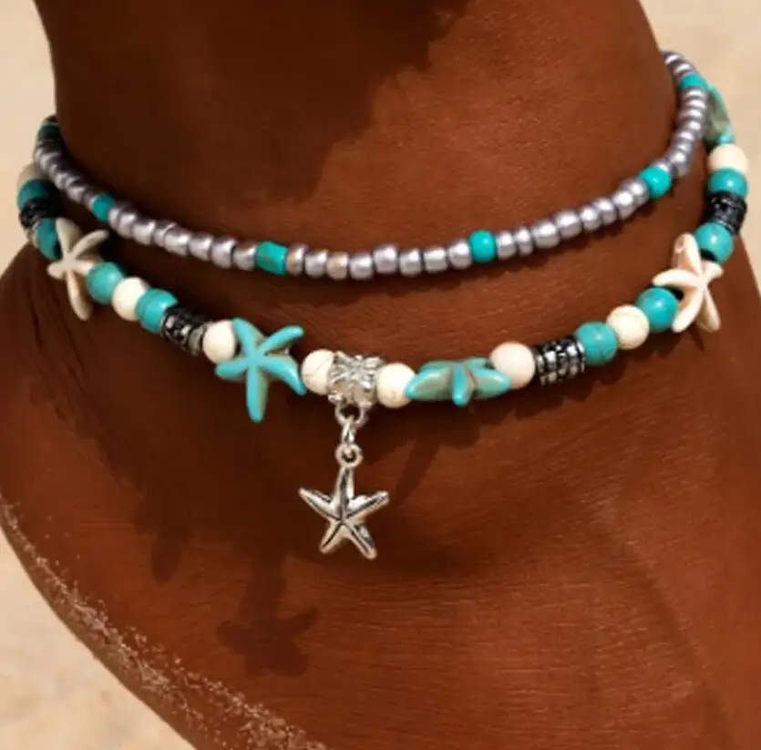 New Shell Beads Sea Turtle Starfish Anklets For Women Beach Anklet Handmade Bohemian Foot Chain Boho Summer Beach Custom Jewelry