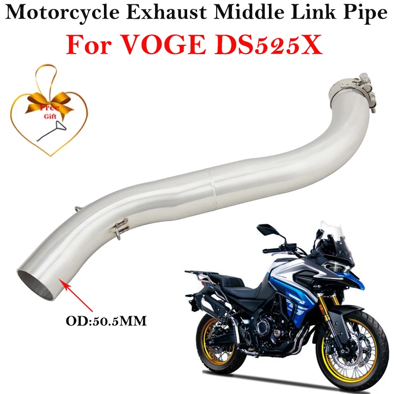 Slip On For VOGE DS525X DS 525X 2023 Motorcycle Exhaust Full Systems Escape DB Killer 51MM Muffler Tube Modify Middle Link Pipe