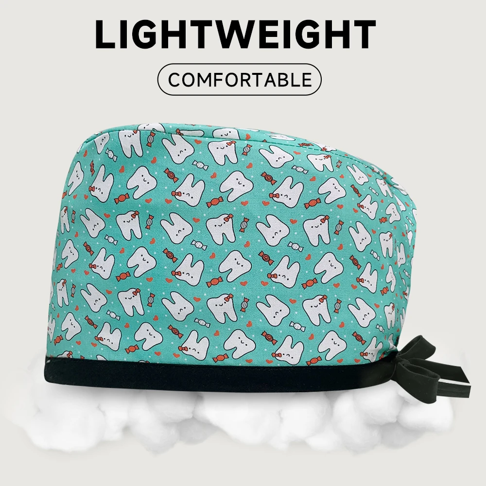 Gorros de algodón con estampado Dental para mascotas, gorro transpirable de alta calidad para clínica Dental, trabajo médico, enfermería, venta al por mayor