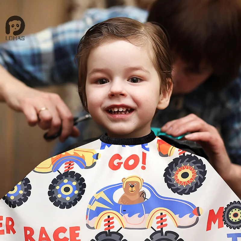 ★☆ 1pc Kid Cartoon Car Haircut Hairdresser Cape Professional Hair-Cut Salon Barber Wrap Cutting Gown Hair Care Styling Supplies