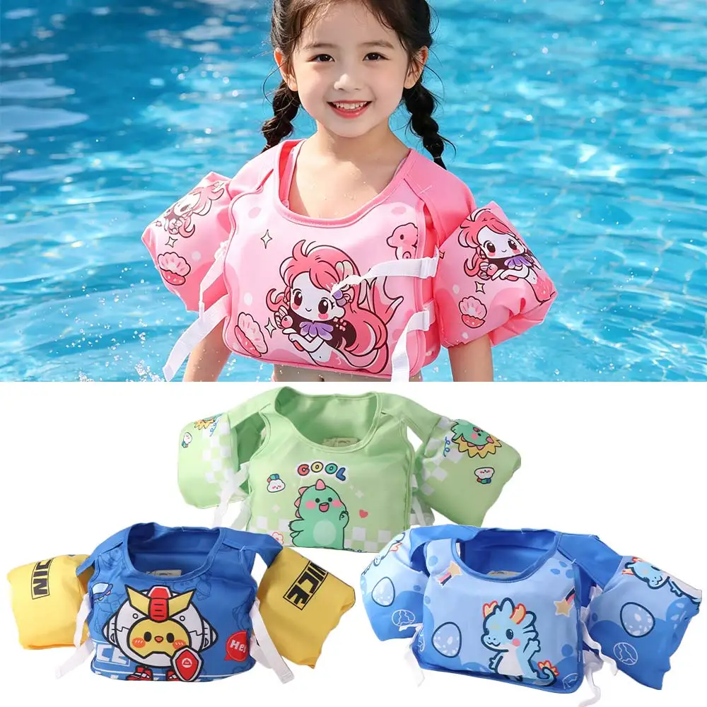 Not Falling Off Child Buoyancy Vest Anti Rollover Adjustable Baby Swimming Jackets Stable Cartoon Inflation-Free Swimming Vest