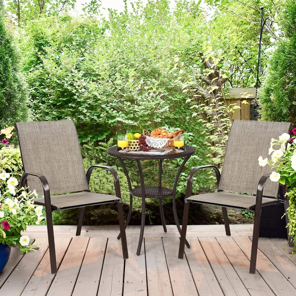 قطعتان من كراسي تناول الطعام في الفناء، كراسي بيسترو خارجية مع مساند للذراعين منحنية، قماش سهل الجفاف، إطار فولاذي معزز، عريض #2