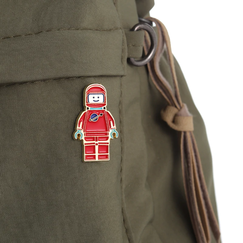 Astronaut Red Robot Enamel Pins Lovely Space Cartoon Robot Brooch Badges Accessories Gift Custom Lapel Clothes Hat Bag Jewelry