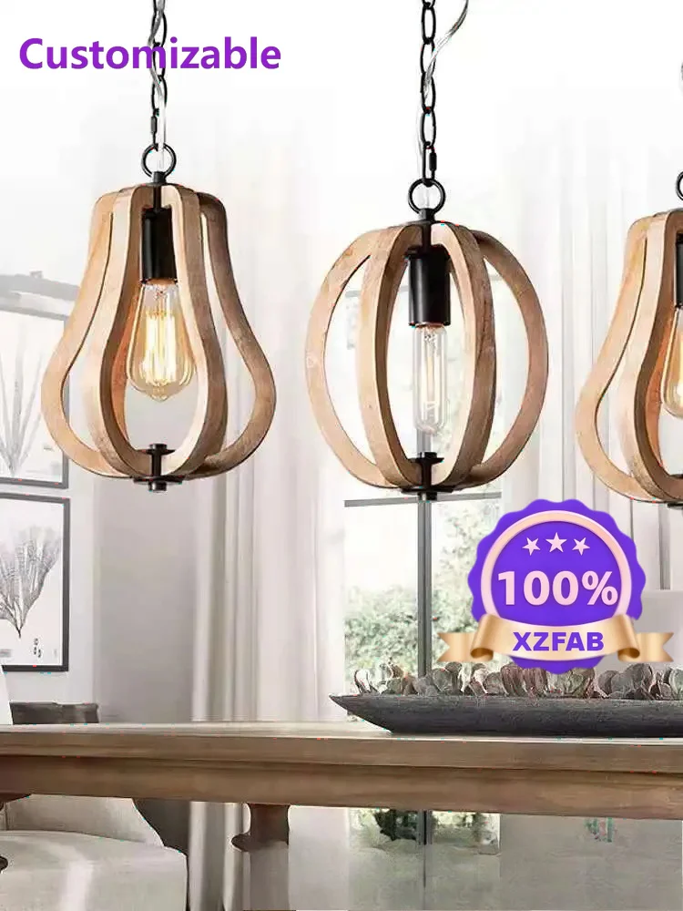 Factory Direct 2026 Cross-border special American country wood art small chandelier restaurant corridor dining bar bar staircase