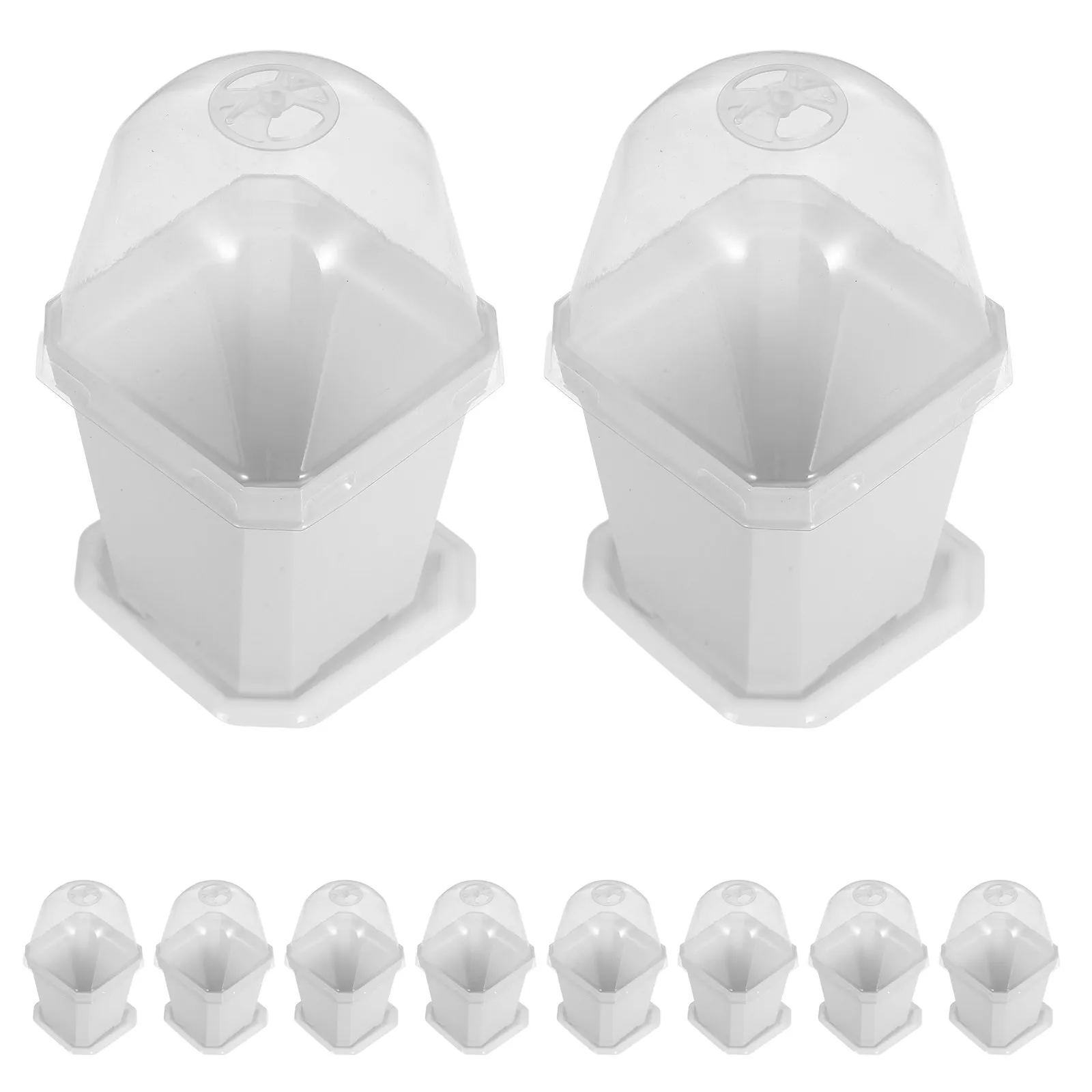 

10Sets Garden Nursery Pots Small Plastic Flower Pots for Indoor Outdoor Succulents Tray Breathable Lid