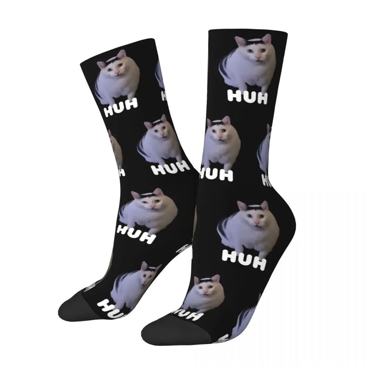 

Huh Cat Meme Socks Men Women Polyester Casual Socks Crazy Spring Summer Autumn Winter Stockings Gift