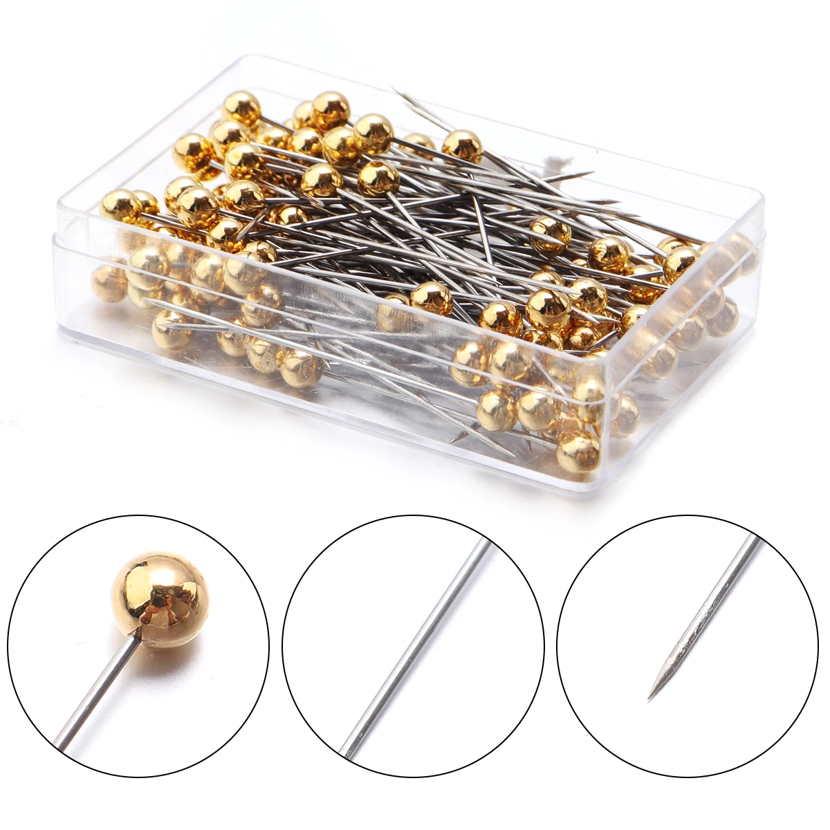 100Pcs/Box 35-40mm Colorful Round Pearl Head Needles Stitch Straight Sewing Pins For Positioning Dressmaking DIY Sewing Tools