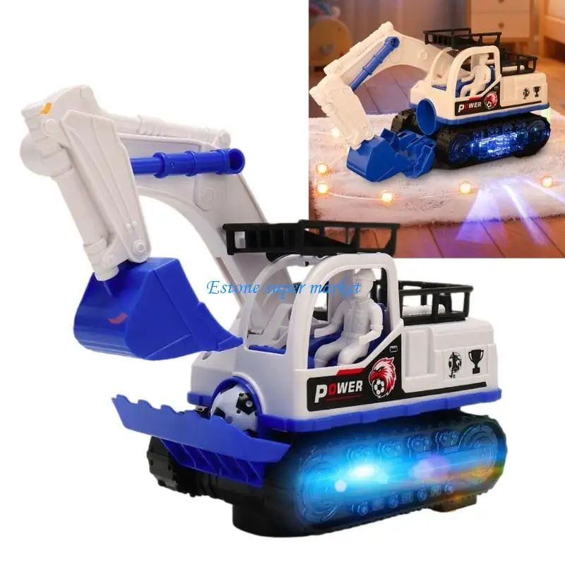 090B Light Up Moving Toy Excavator for Kids Indoor Construction Scenes