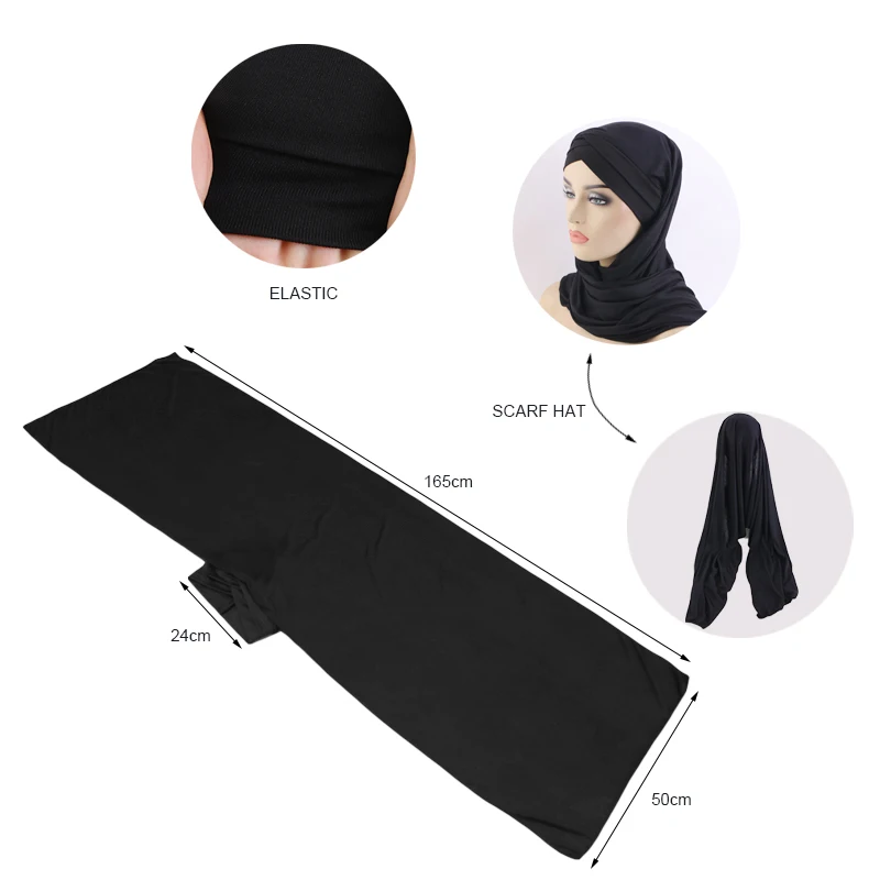 New Instant Hijabs With Cap Plain Hijabs for women Veil Muslim Islamic Hijab Cap Bonnet Scarf Underscarf Caps Cover Headwrap