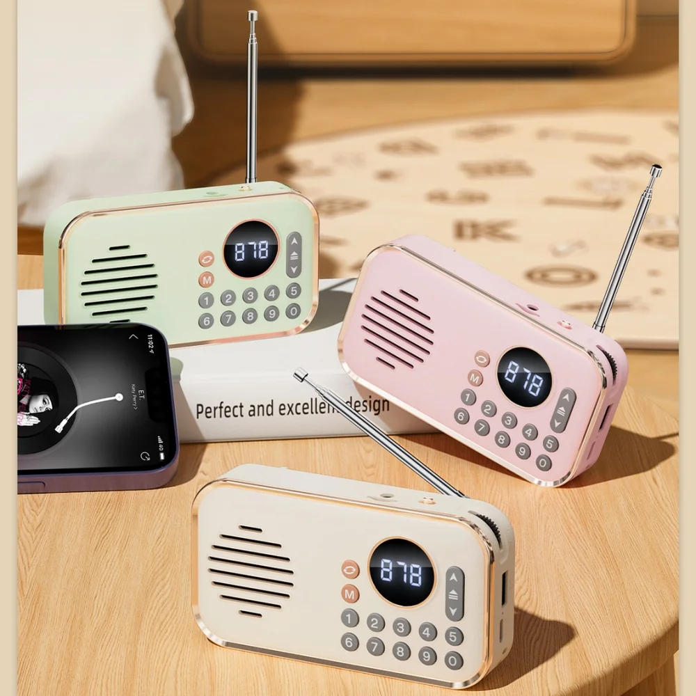 Wireless Stereo Bluetooth Speaker with Multi-band Radio Function HIFI Sound Support BT U Disk TF Card Mini Portable Super Bass