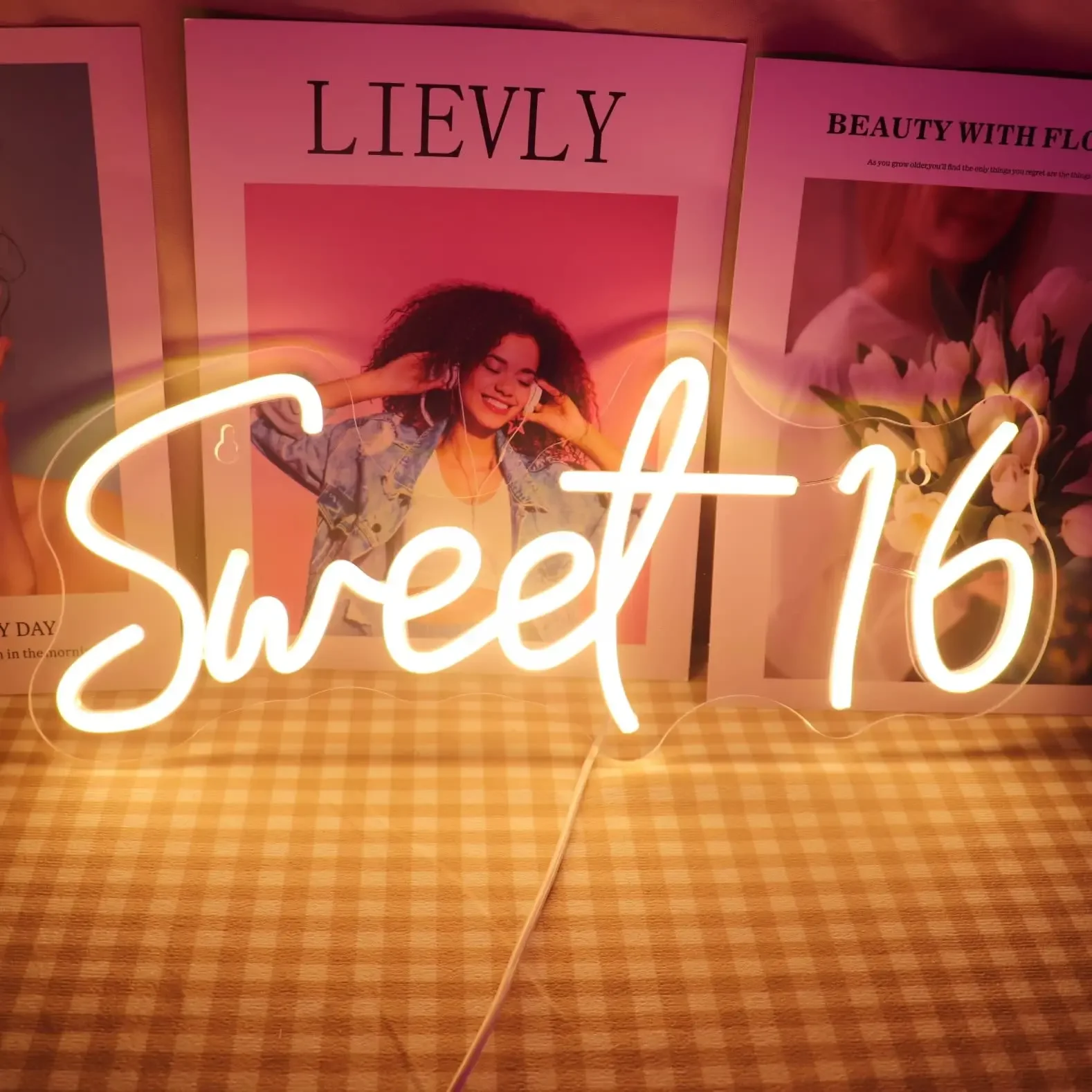 

Sweet 16 Neon Sign for Girls Room Home Art Wall Decor 16th Birthday Party Window Living Room Decor Birthday Gift for Teens