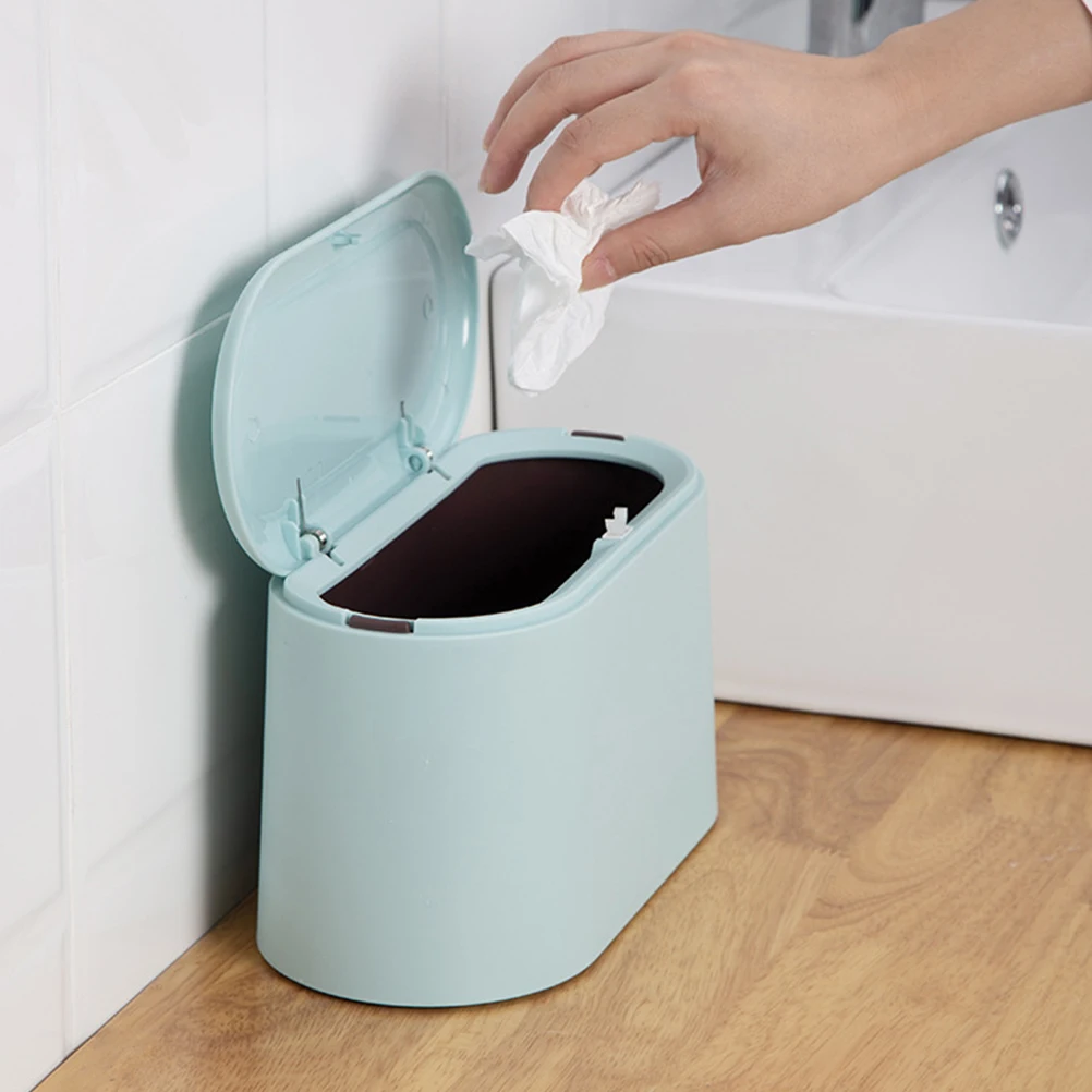

Countertop Trash Can Mini Desktop Ash-Bin Ejection Lid Type Good and PP Material for Home and Office Use