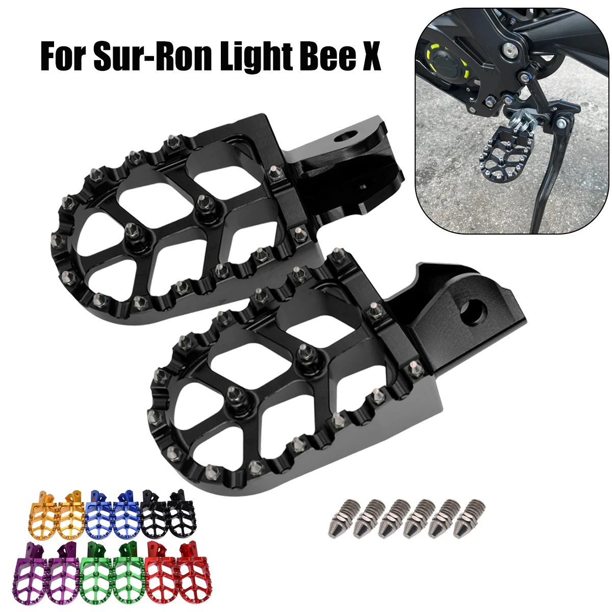 

For Sur-Ron Sur Ron Surron X S Light Bee Off-Road Electric Vehicle Motorcycle CNC Footpegs Footrests Foot Pegs Rests Pedals Pad