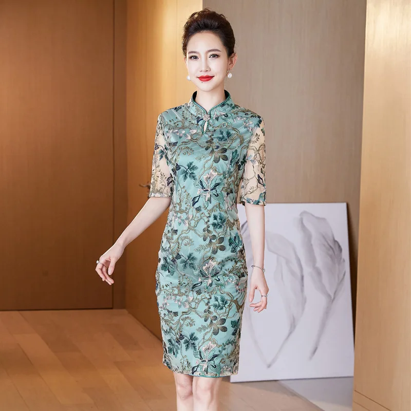 Chinese Mother of The Bride Dress Two Pieces Wedding Accasion Cheongsam Traditional Long Sleeve Qipao Evening Gowns with Jacket