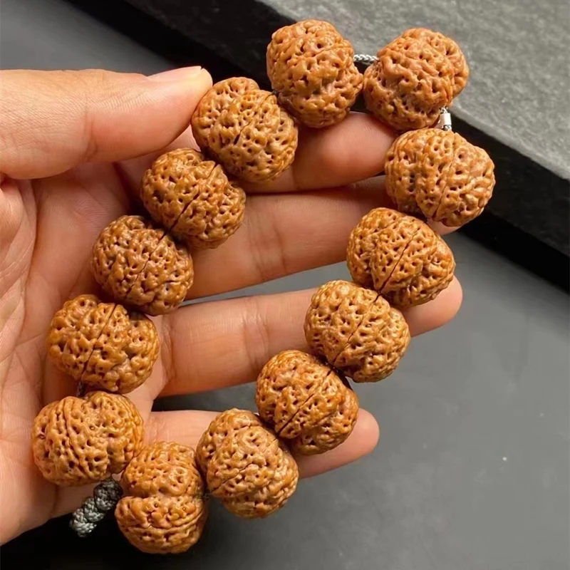 

Genuine Goods Natural Seed Nepal Big Rudraksha Beads Bracelet Faces Five-Double Flat Ta