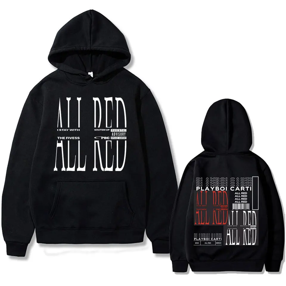Rapper Playboi Carti Opium ALL RED Album Graphic Hoodie Men Women