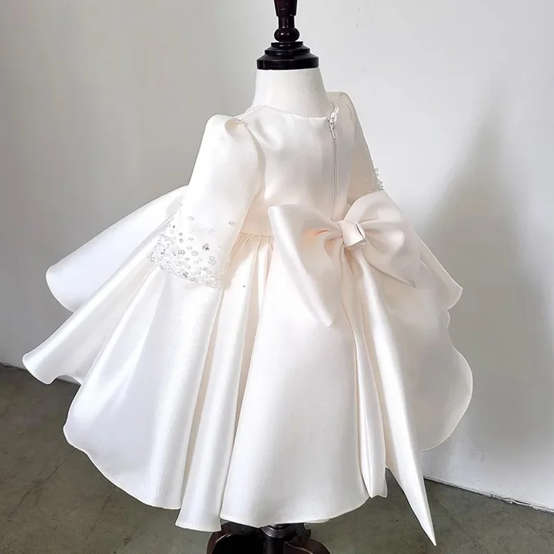 Flower girl dress for wedding White Children Princess Ball Gown Infant Birthday battesimo Easter Eid Party Girls Dresses Vestidos