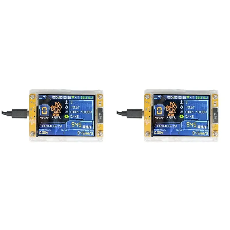

2X Nmminer Nerdminer+Case 950KH/S — мощный биткойн-майнер для соло-майнинга с дисплеем 2,8 дюйма и поддержкой Crypto-ABIU
