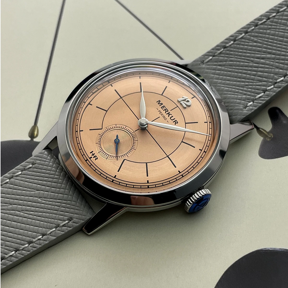 بيير بولين سلمون ساعة مزدوجة حافظة أرق 50 متر الجلد غواص ساعة خمر ساعة يد ميكانيكية 38 مللي متر Relogio Masculino