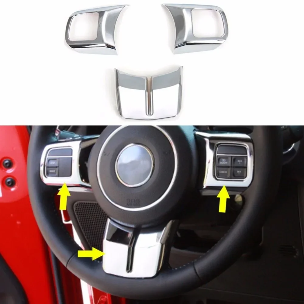 3PCS ABS Steering Wheel Cover Decor Trim For 2011-2017 Jeep Wrangler JK Unlimited Patriot Compass & Grand Cherokee 2011-2013