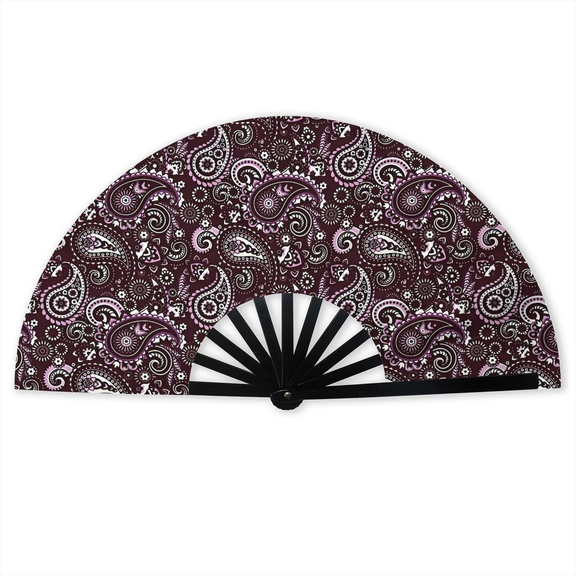 Paisley Floral Hand Fan Promotional Gift Wedding Ethnic  Durable Folding Fans Novelty Bulk Pack Fan