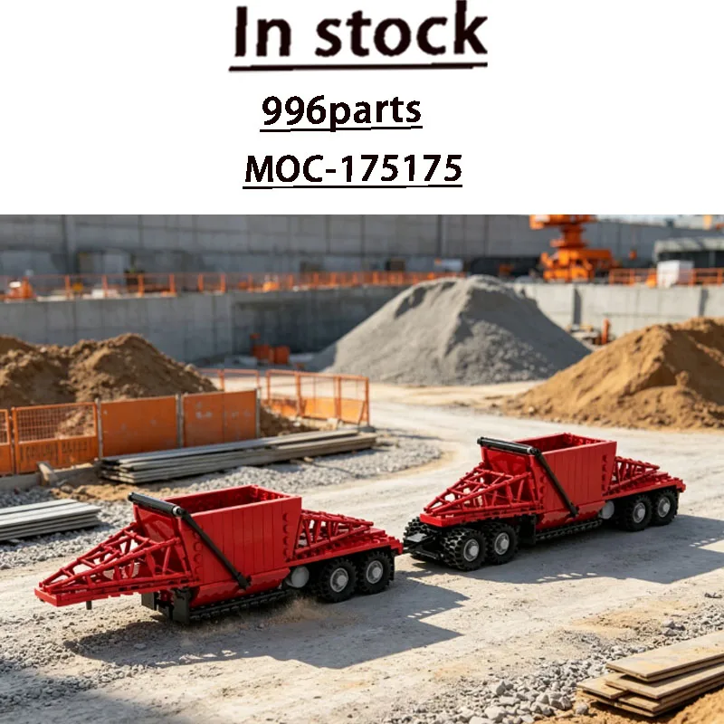 City Cargo MOC-175175 Red Bottom Dump Trailer Building Block Model 996 Parts Adult Birthday Christmas Assembly Toy Gift