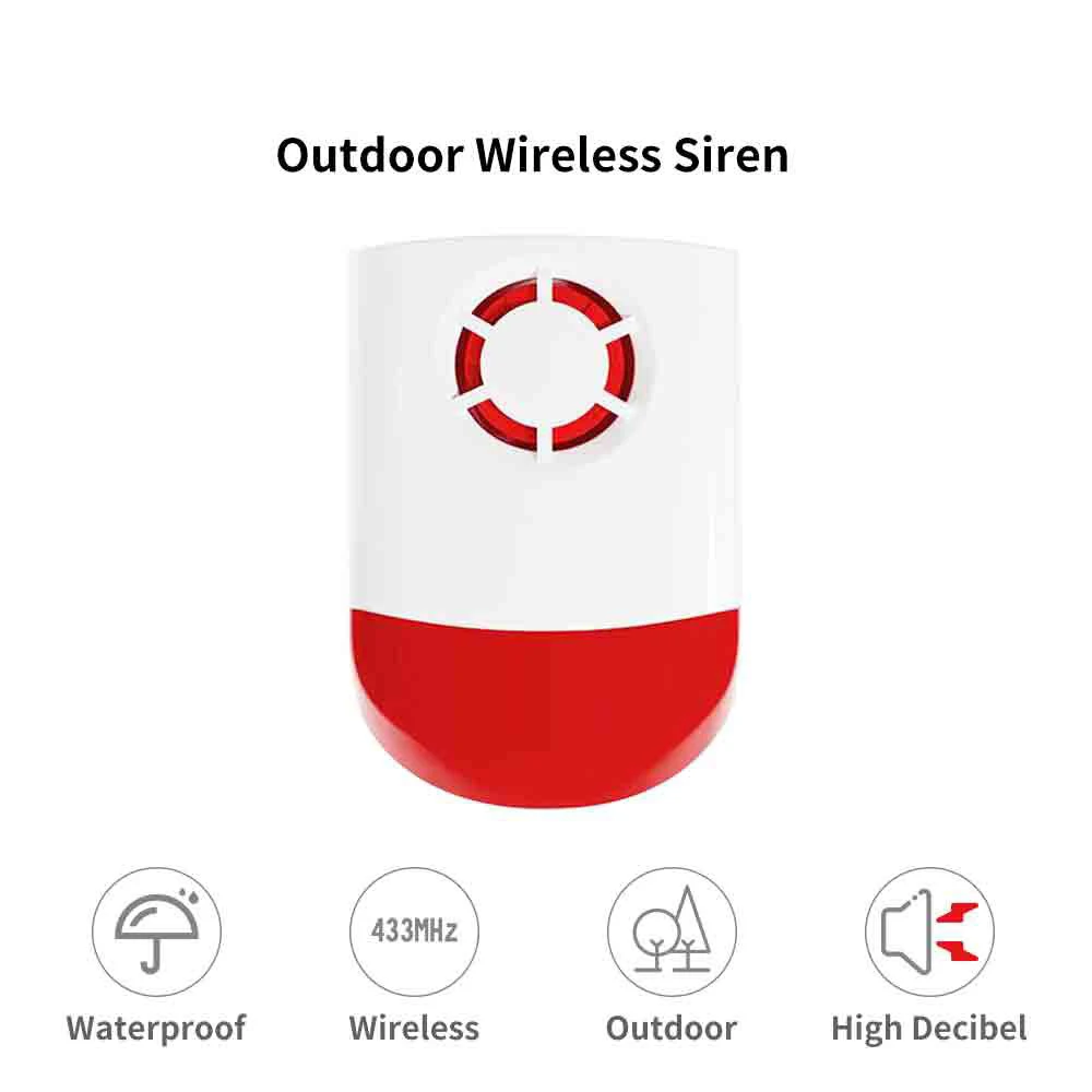 CPVAN Wireless Outdoor Siren Waterproof Alarm 120db High Decibel For Smart Home Security Alarm System