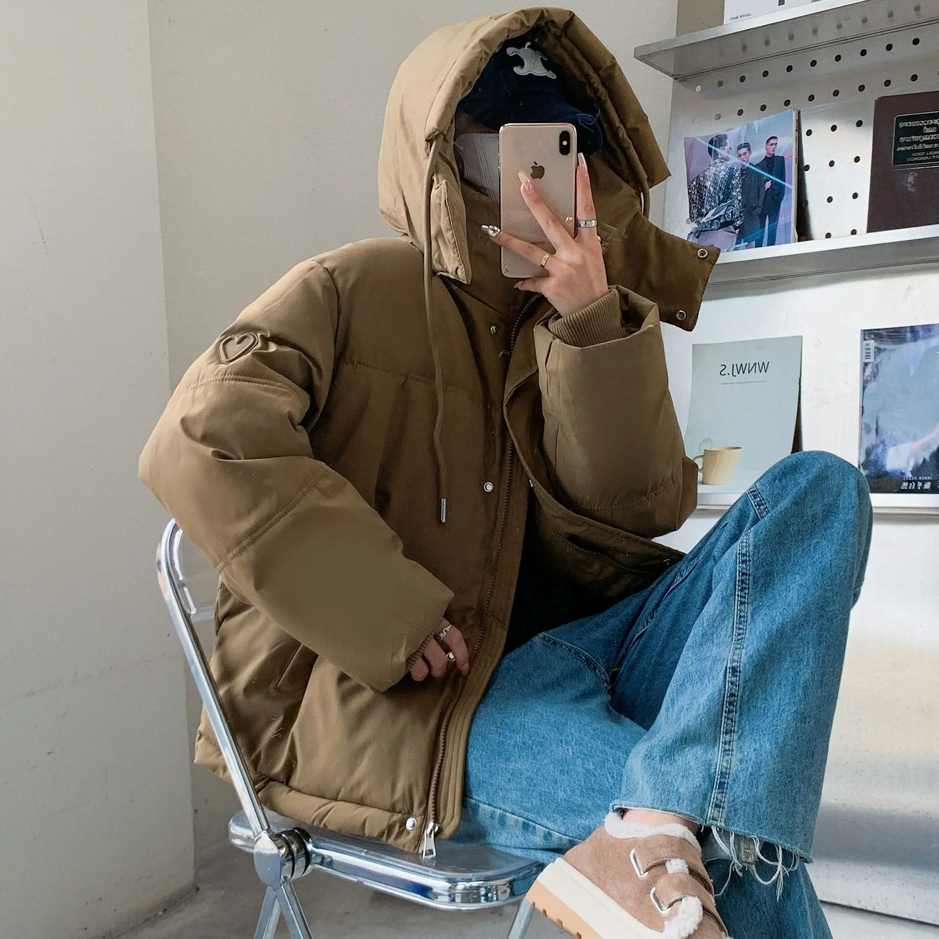 Parka invernali con cappuccio Giacche Donna Coreano Addensare Giù Cappotti di cotone Casual Caldi Chaquetas Nuovo abbigliamento da neve allentato Soffici Abrigos