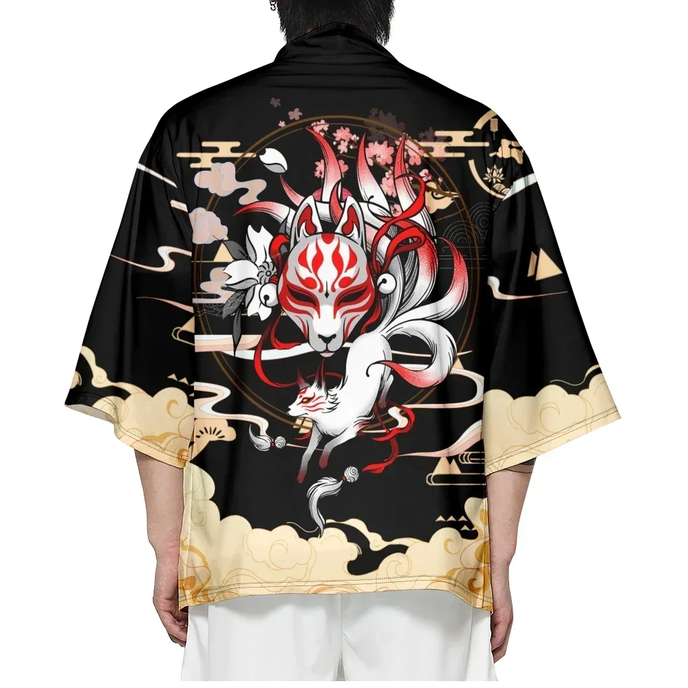 Ropa asiática tradicional para hombres y mujeres, Kimono Inari Fox, cárdigan Haori Yukata, perfecto para una apariencia de inspiración japonesa, ropa de calle asiática