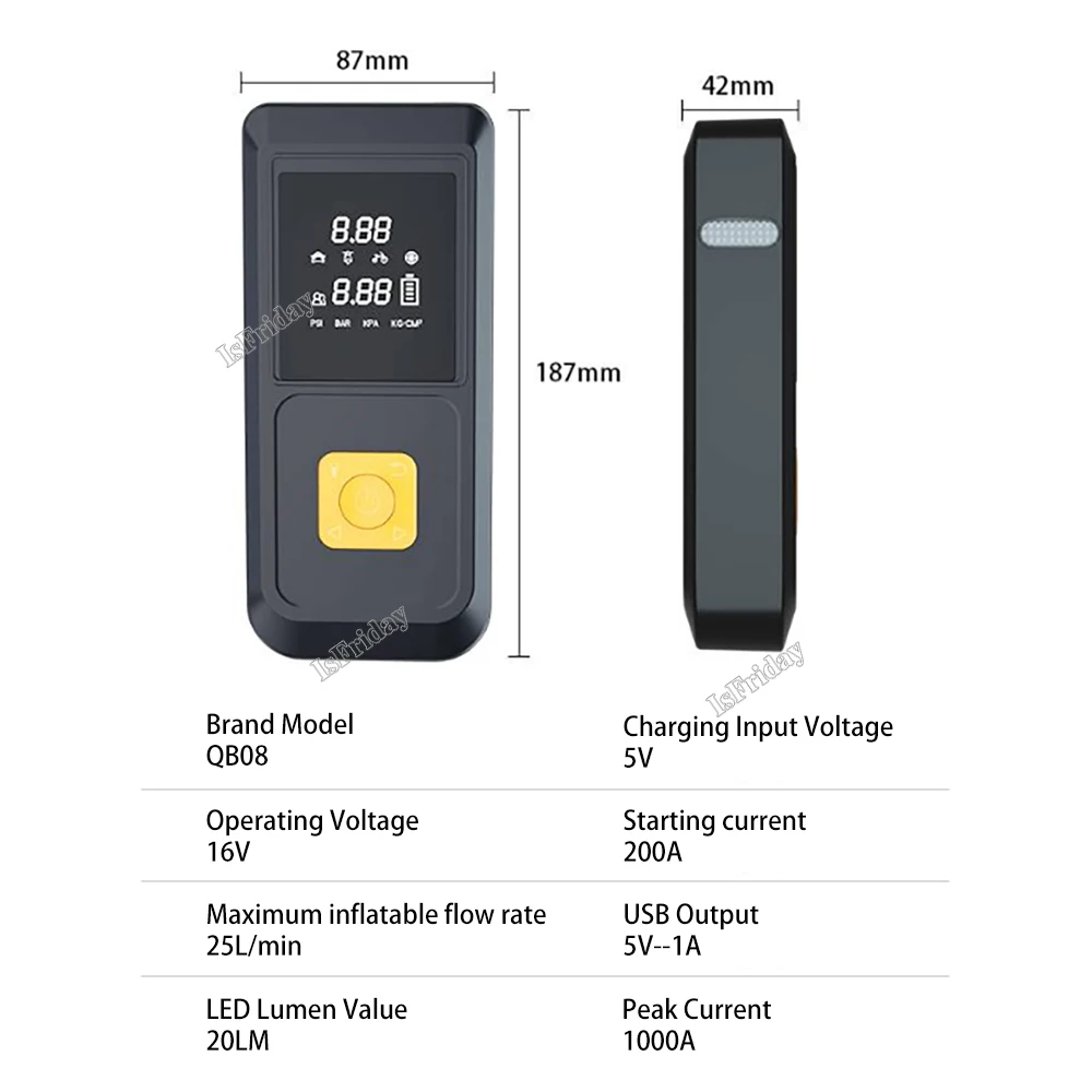 120000mAh Car Jump Starter & Inflator Pump 150PSI Air Pump 4 In 1 Multi-functional Portable Battery Charge Jump Starter