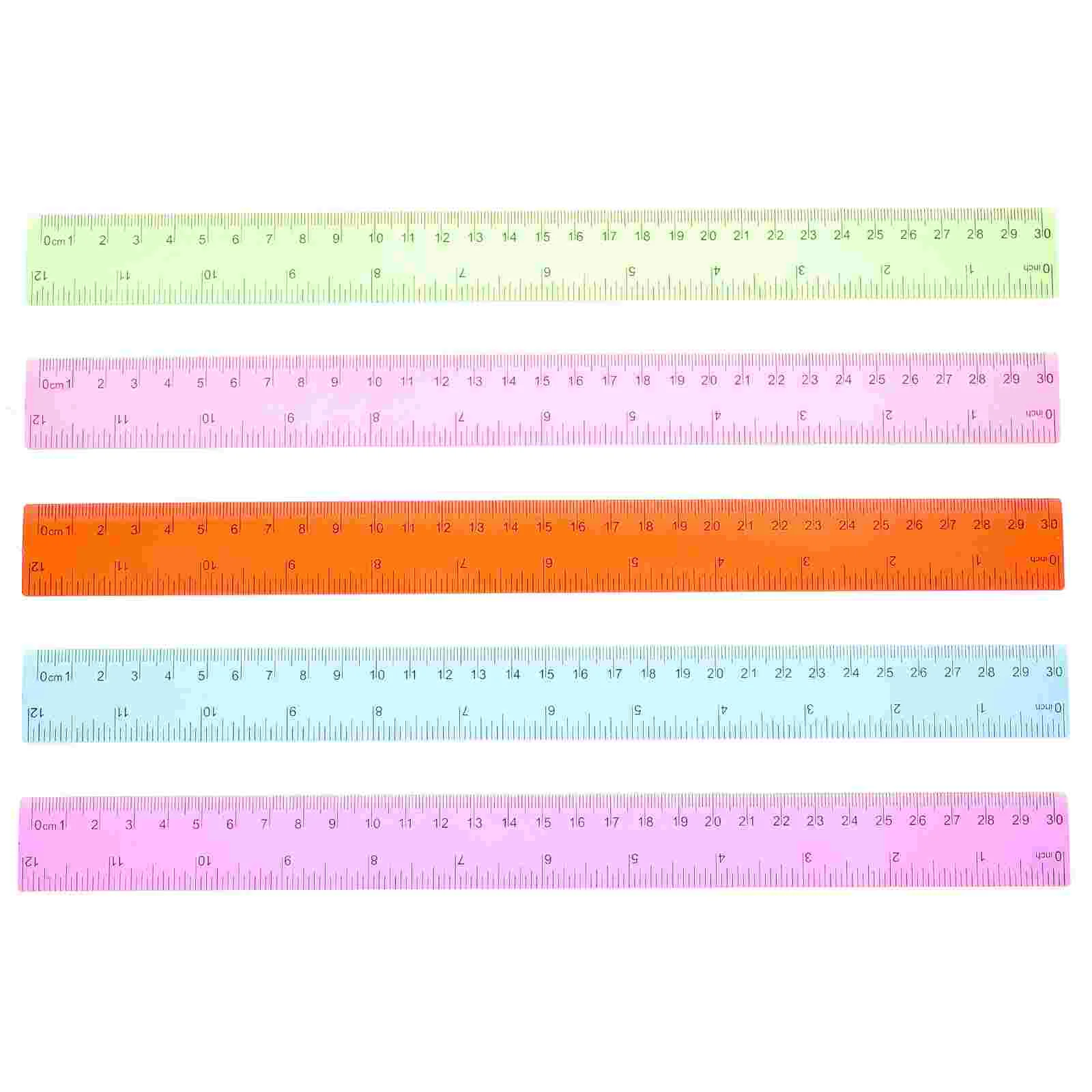 5 Pcs 30cm Colored Plastic Rulers Creative Design for Students Classroom Home Office Portable Reusable Multi Function